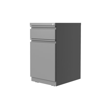 Hirsh 20 in. Deep Mobile File Cabinet 2 Drawer with XL Backpack Drawer, Letter Width, Arctic Silver 25034
